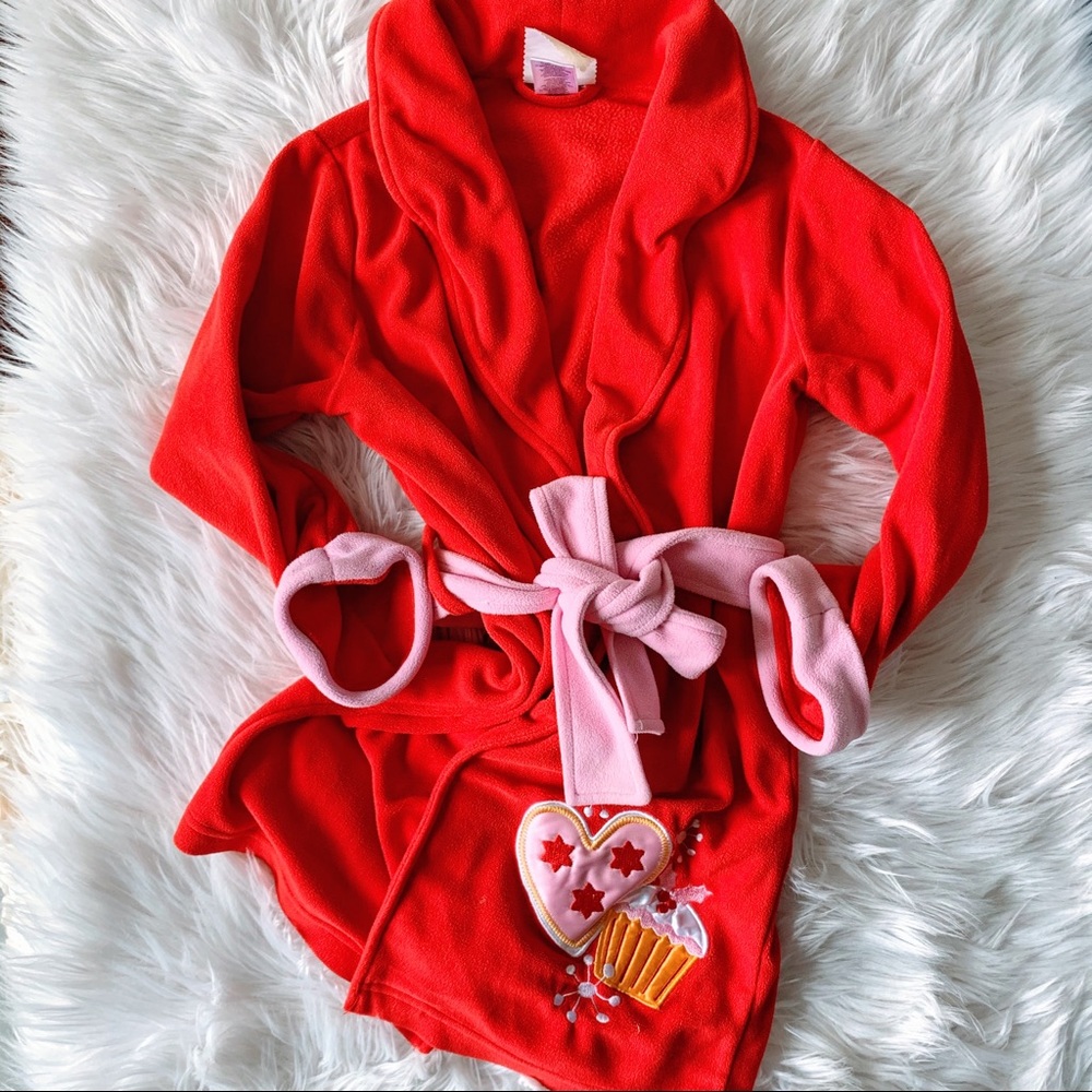Dollie & Me Robe Red with Pink Cupcake Heart 6X